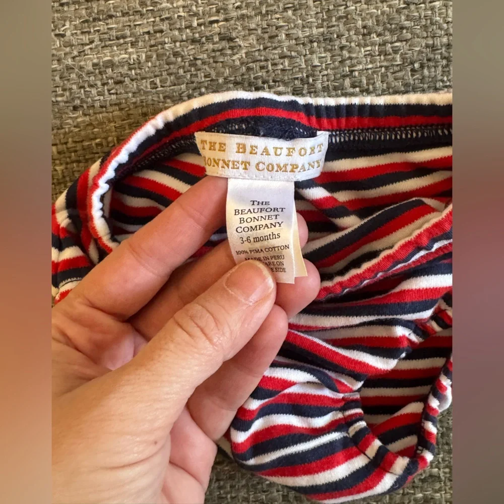 The Beaufort Bonnet Company Red White Blue Striped Diaper Cover 3-6M